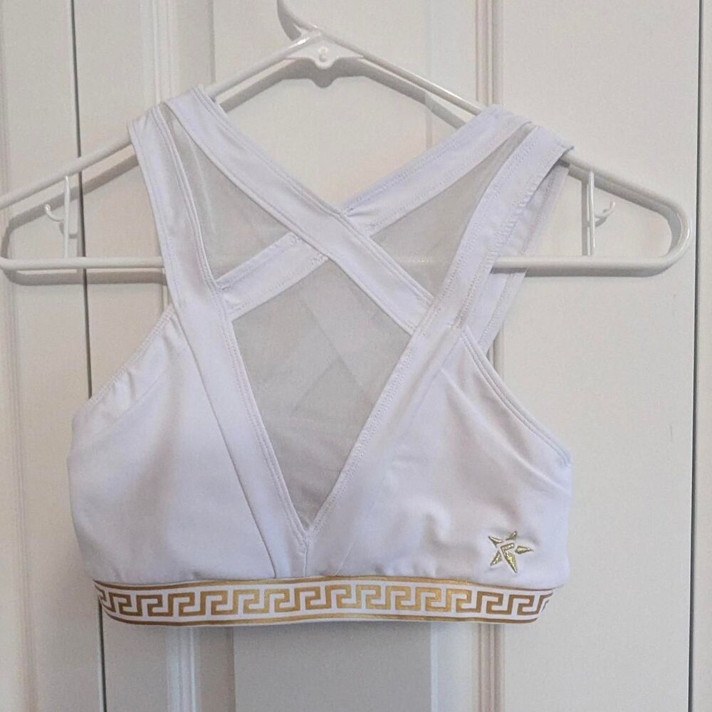 Rebel Athletic Women's White Gold Bra - Reserved